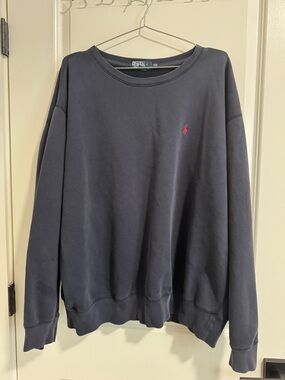 Polo by Ralph Lauren Navy Crewneck Sweatshirt with Red Pony